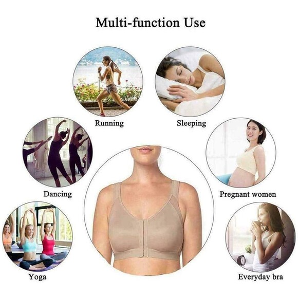 Front Closure Bra 4XL Set Of 2 Wire Free Posture Support Back Shoulder - Picture 5 of 16